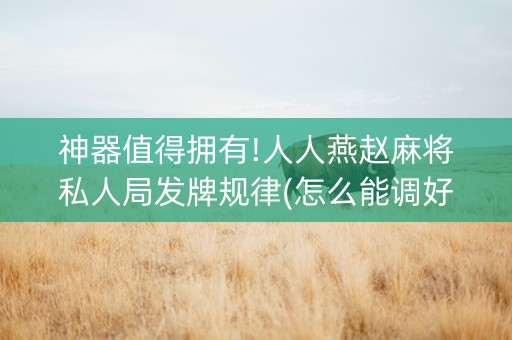 神器值得拥有!人人燕赵麻将私人局发牌规律(怎么能调好牌)