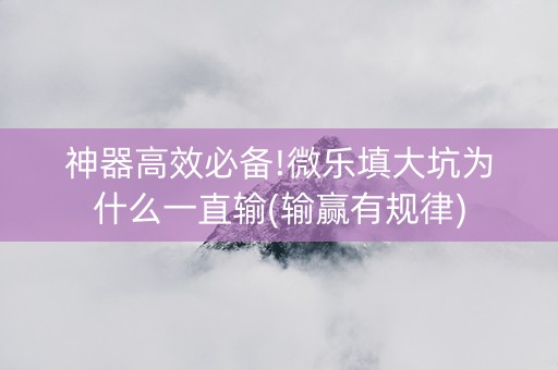 神器高效必备!微乐填大坑为什么一直输(输赢有规律)