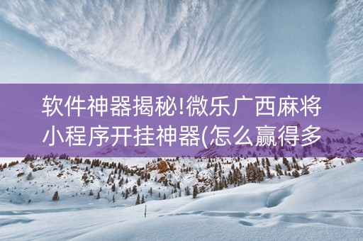 软件神器揭秘!微乐广西麻将小程序开挂神器(怎么赢得多)