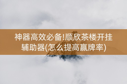 神器高效必备!顺欣茶楼开挂辅助器(怎么提高赢牌率)