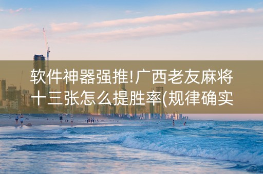 软件神器强推!广西老友麻将十三张怎么提胜率(规律确实有挂)