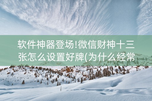 软件神器登场!微信财神十三张怎么设置好牌(为什么经常输)