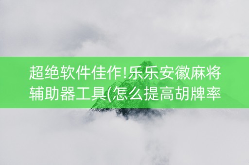超绝软件佳作!乐乐安徽麻将辅助器工具(怎么提高胡牌率)