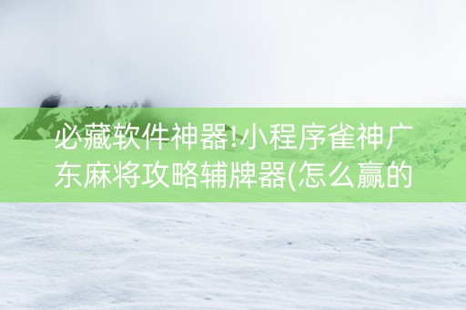 必藏软件神器!小程序雀神广东麻将攻略辅牌器(怎么赢的几率大)