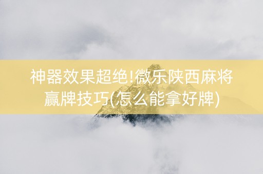 神器效果超绝!微乐陕西麻将赢牌技巧(怎么能拿好牌)