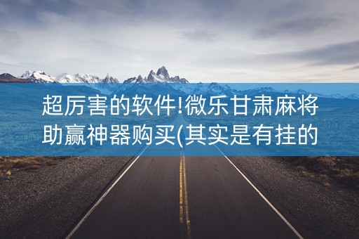 超厉害的软件!微乐甘肃麻将助赢神器购买(其实是有挂的)