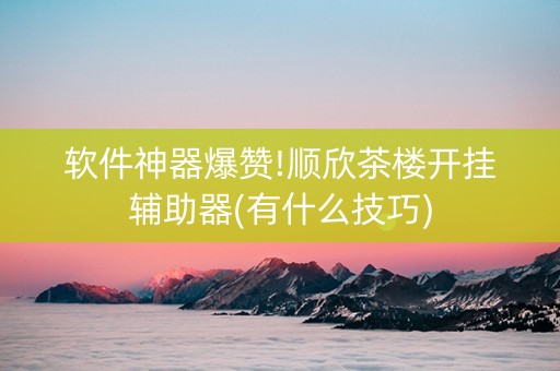 软件神器爆赞!顺欣茶楼开挂辅助器(有什么技巧)