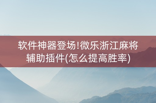 软件神器登场!微乐浙江麻将辅助插件(怎么提高胜率)