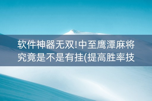 软件神器无双!中至鹰潭麻将究竟是不是有挂(提高胜率技巧)