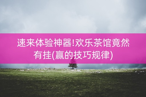速来体验神器!欢乐茶馆竟然有挂(赢的技巧规律)