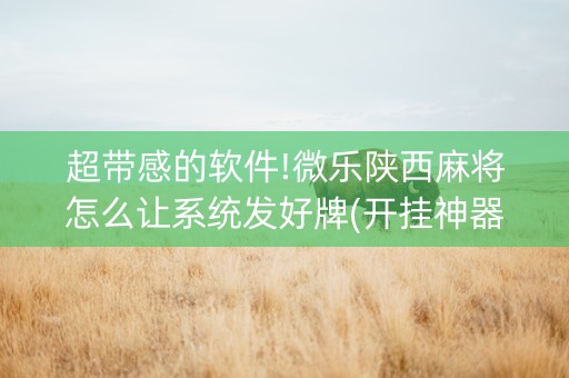 超带感的软件!微乐陕西麻将怎么让系统发好牌(开挂神器下载)