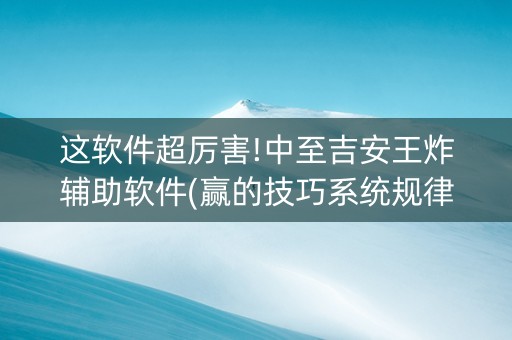 这软件超厉害!中至吉安王炸辅助软件(赢的技巧系统规律)
