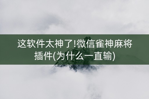 这软件太神了!微信雀神麻将插件(为什么一直输)