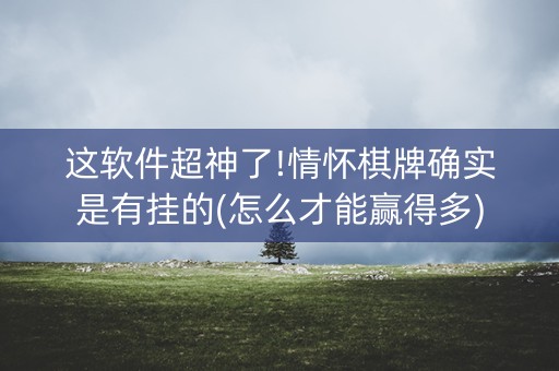 这软件超神了!情怀棋牌确实是有挂的(怎么才能赢得多)