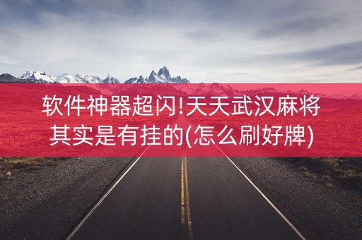 软件神器超闪!天天武汉麻将其实是有挂的(怎么刷好牌)
