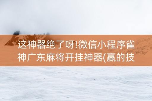 这神器绝了呀!微信小程序雀神广东麻将开挂神器(赢的技巧提高胜率)