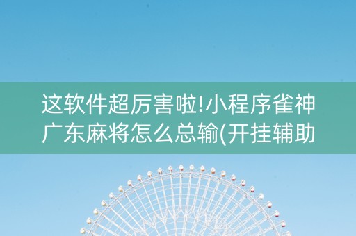 这软件超厉害啦!小程序雀神广东麻将怎么总输(开挂辅助器脚本)