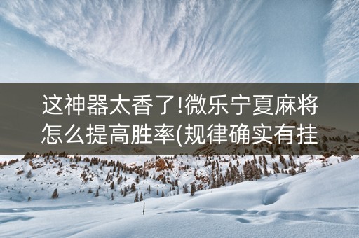 这神器太香了!微乐宁夏麻将怎么提高胜率(规律确实有挂)