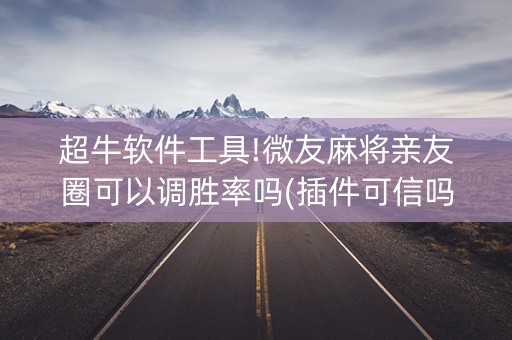 超牛软件工具!微友麻将亲友圈可以调胜率吗(插件可信吗)