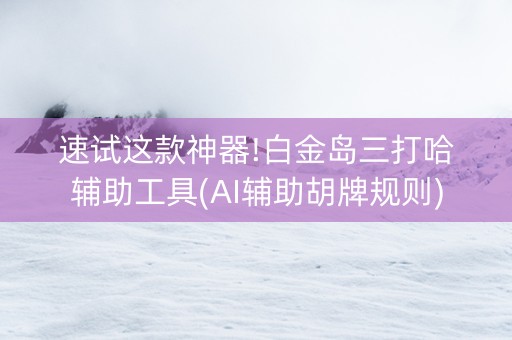 速试这款神器!白金岛三打哈辅助工具(AI辅助胡牌规则)