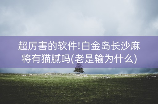 超厉害的软件!白金岛长沙麻将有猫腻吗(老是输为什么)