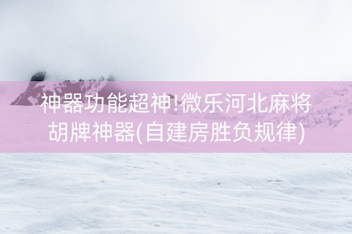 神器功能超神!微乐河北麻将胡牌神器(自建房胜负规律)