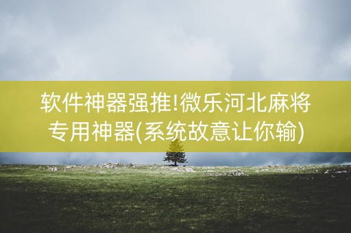软件神器强推!微乐河北麻将专用神器(系统故意让你输)