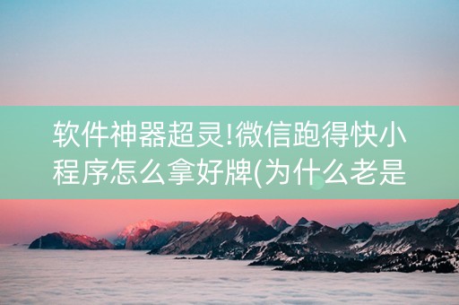 软件神器超灵!微信跑得快小程序怎么拿好牌(为什么老是输呢)