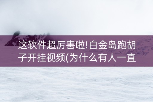 这软件超厉害啦!白金岛跑胡子开挂视频(为什么有人一直赢)