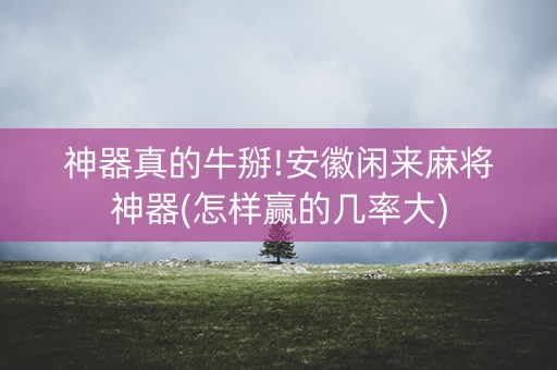 神器真的牛掰!安徽闲来麻将神器(怎样赢的几率大)
