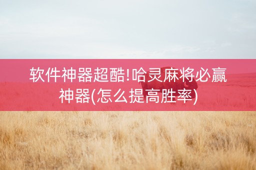 软件神器超酷!哈灵麻将必赢神器(怎么提高胜率)