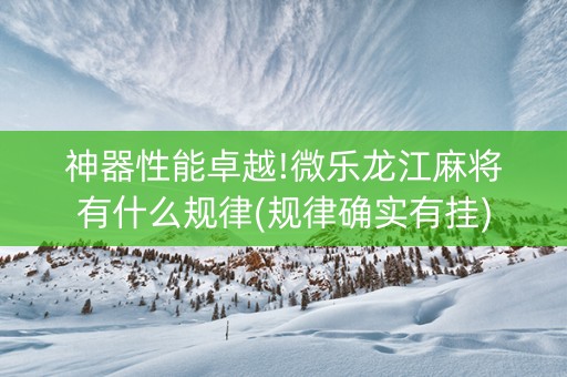 神器性能卓越!微乐龙江麻将有什么规律(规律确实有挂)