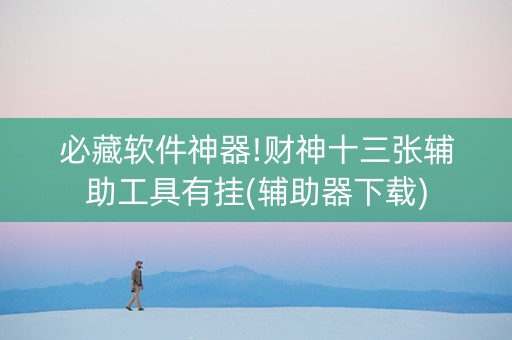 必藏软件神器!财神十三张辅助工具有挂(辅助器下载)