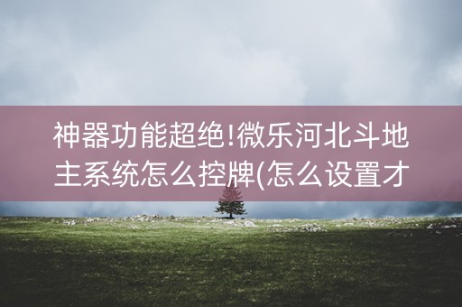 神器功能超绝!微乐河北斗地主系统怎么控牌(怎么设置才能赢)