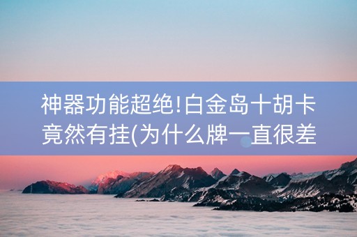 神器功能超绝!白金岛十胡卡竟然有挂(为什么牌一直很差)