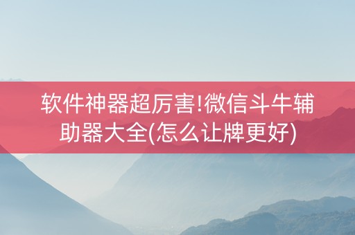 软件神器超厉害!微信斗牛辅助器大全(怎么让牌更好)