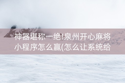 神器堪称一绝!泉州开心麻将小程序怎么赢(怎么让系统给你发好牌)