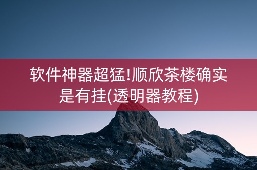 软件神器超猛!顺欣茶楼确实是有挂(透明器教程)
