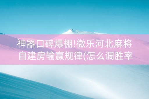 神器口碑爆棚!微乐河北麻将自建房输赢规律(怎么调胜率)