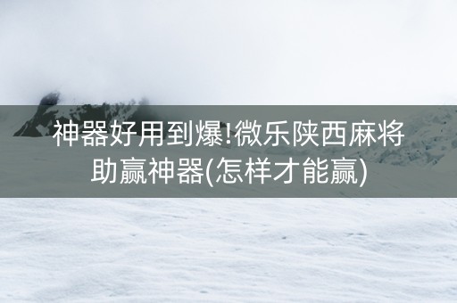 神器好用到爆!微乐陕西麻将助赢神器(怎样才能赢)