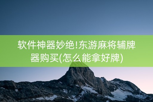 软件神器妙绝!东游麻将辅牌器购买(怎么能拿好牌)