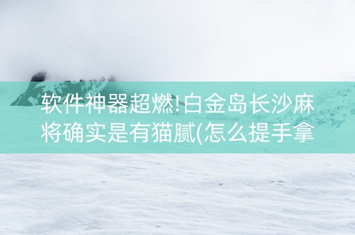 软件神器超燃!白金岛长沙麻将确实是有猫腻(怎么提手拿好牌)