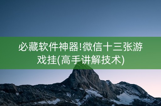 必藏软件神器!微信十三张游戏挂(高手讲解技术)