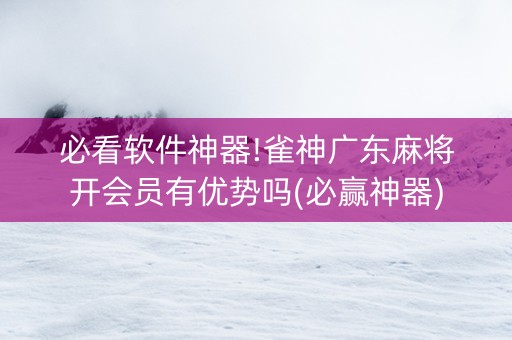 必看软件神器!雀神广东麻将开会员有优势吗(必赢神器)