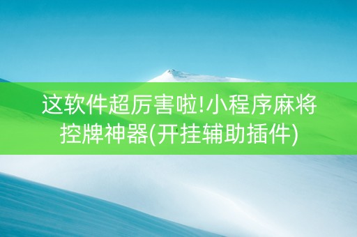 这软件超厉害啦!小程序麻将控牌神器(开挂辅助插件)