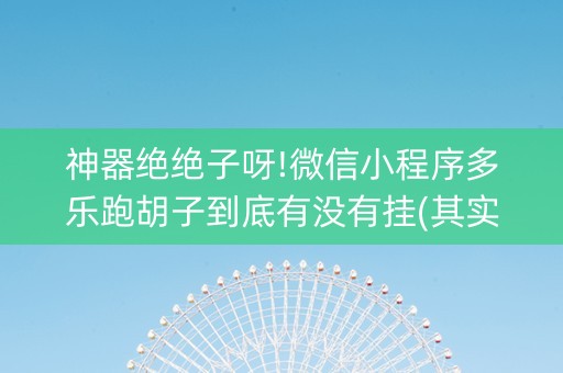 神器绝绝子呀!微信小程序多乐跑胡子到底有没有挂(其实是有挂确实有挂)