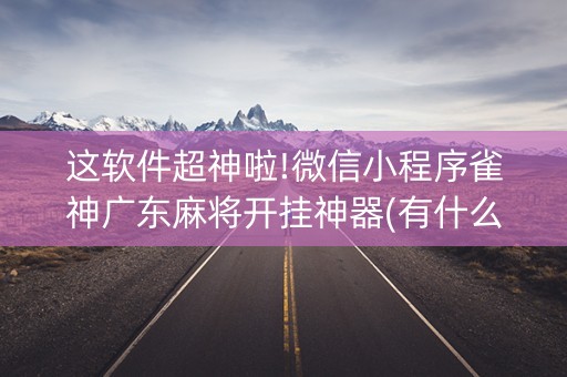 这软件超神啦!微信小程序雀神广东麻将开挂神器(有什么规律吗)