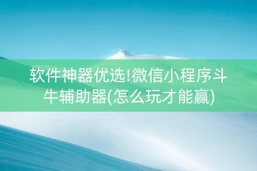 软件神器优选!微信小程序斗牛辅助器(怎么玩才能赢)