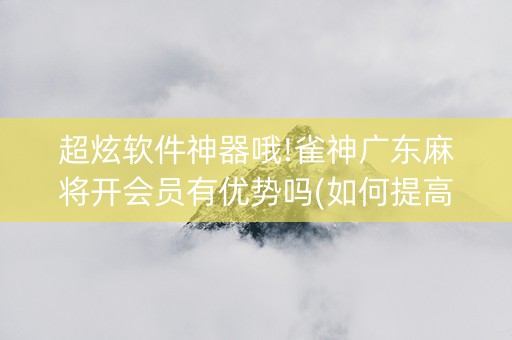超炫软件神器哦!雀神广东麻将开会员有优势吗(如何提高好牌几率)