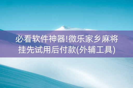 必看软件神器!微乐家乡麻将挂先试用后付款(外辅工具)